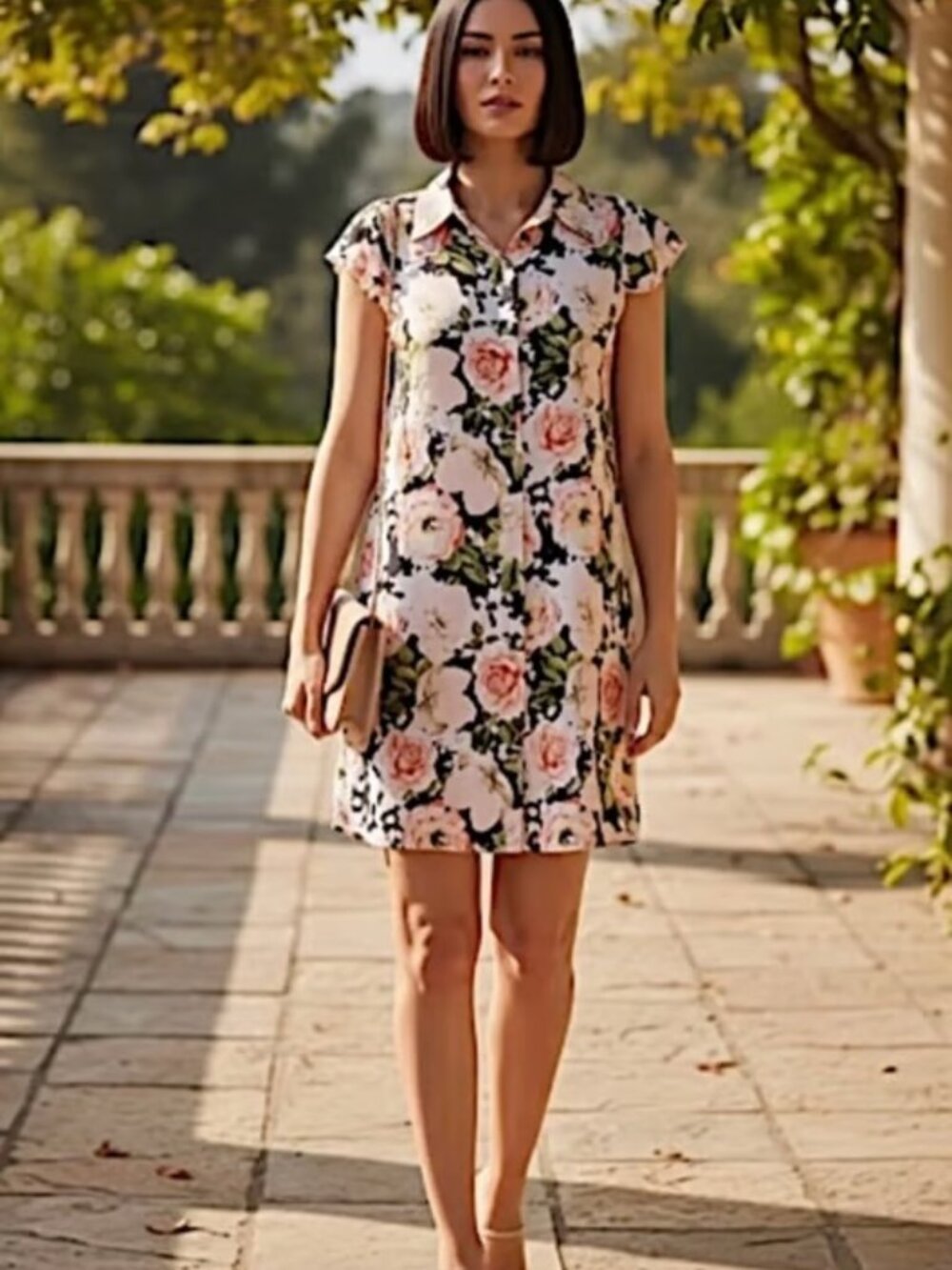 NWT - Alice + Olivia Jem Ruffle Cap Sleeve Shirtdress, Size: S
